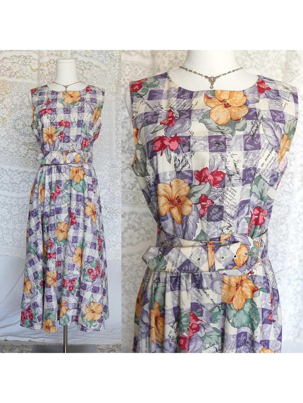 Vintage Talbots Petites Tea Dress Sundress Gingham Whimsy Cottage Garden Party